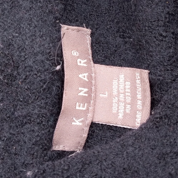 Kenar Wool Black Zip Up Cardigan with White Leaf Embroidery Womens Sweater XL - Picture 2 of 5